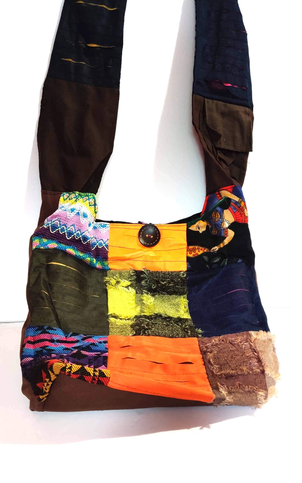 Ethnic Gypsy Elephant Embroidered Patchwork Cotton Shoulder Crossbody Bag Boho