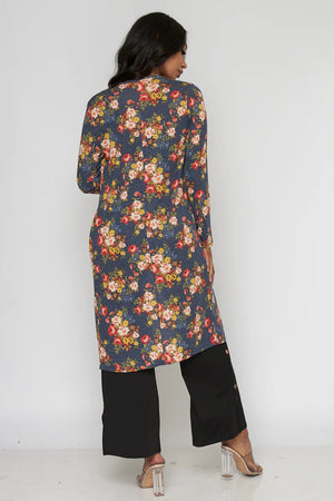 Open Front Floral Duster Cardigan