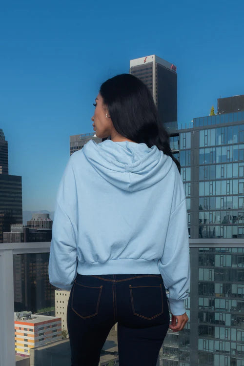 "Social Butterfly" Hooded Dolman Crop Sweatshirt