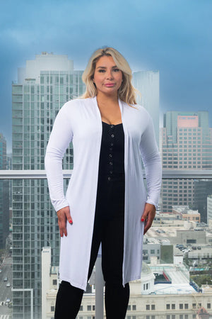 Plus Size Open Front Light Weight Solid Long Cardigan