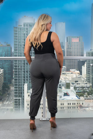 Plus Size High Waist Luxe Jogger Pants With Cargo Pockets