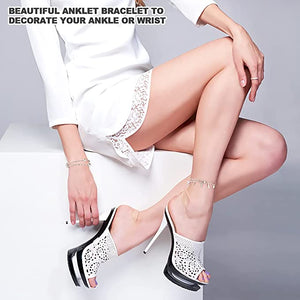 Ankle Bracelets for Women & Girls Gold Silver Anklet Set Adjustable Anklet Bracelet Waterproof Beach Ankle Bracelets Boho Anklets Bead Heart Charm Anklet for Party Birthday Wedding