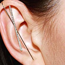 Rosie's Ear Wrap Crawler Hook Earrings for Women Gold Piercing Ear Climbers Ear Cuffs Piercing Unique Long Pin Ear Jewelry Set