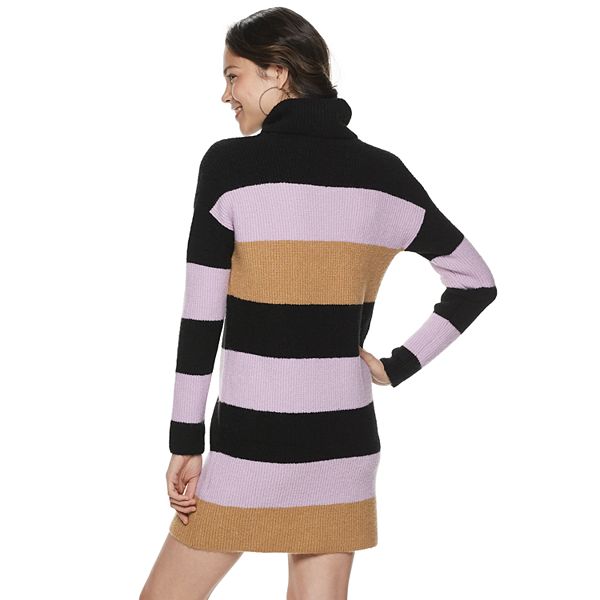 Juniors Rewind Striped Turtleneck Sweater Dress
