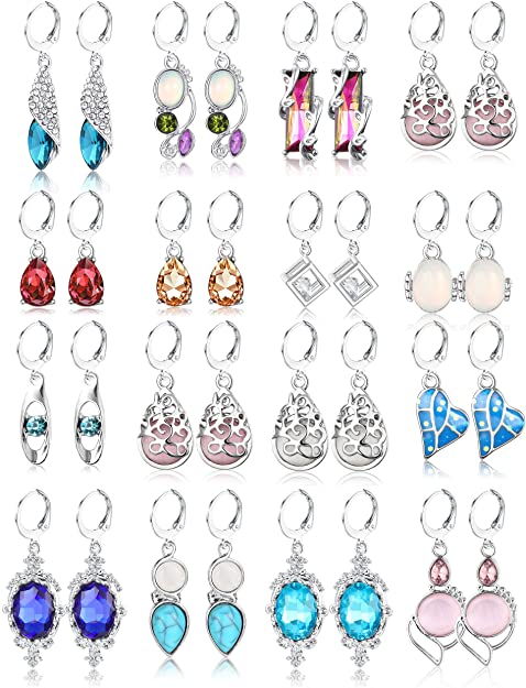 Crystal Drop Dangle Earrings for Women Girls Cubic Zirconia Hoop Earrings Teardrop Vintage Earrings Jewelry Set for Women Christmas Gifts