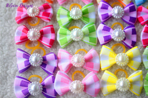 24pc~12pr Cute HOT Small Pet Colorful HairBows Tie shape style Color Bowtie w/ RubberBands Dog Grooming Products Hair Bows Hair Accessories