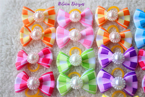 24pc~12pr Cute HOT Small Pet Colorful HairBows Tie shape style Color Bowtie w/ RubberBands Dog Grooming Products Hair Bows Hair Accessories