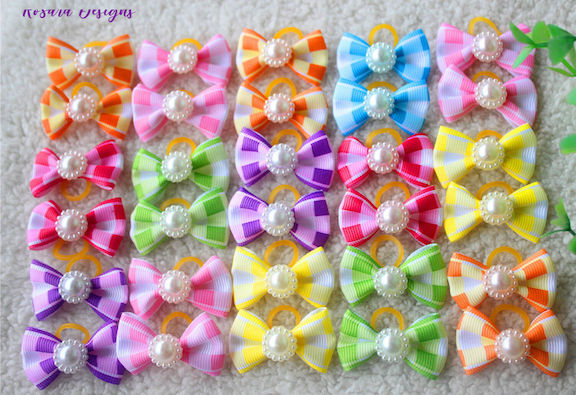 24pc~12pr Cute HOT Small Pet Colorful HairBows Tie shape style Color Bowtie w/ RubberBands Dog Grooming Products Hair Bows Hair Accessories
