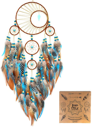 Dream Catchers Tree of Life Brown or Blue Handmade Feather Native American Bedroom Wall Hanging