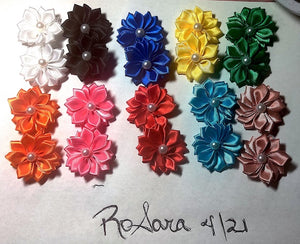 30PCS(15PAIRS) Cute Dog Hair Bows with Rubber Bands Pearls Flowers Topknot Dog Bows Pet Grooming Products 20 variety Colors