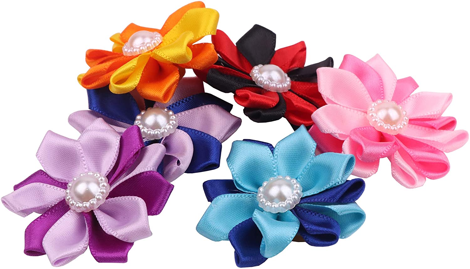 Hot Cute Small Dog Hair Bows Topknot Small Bowknot with Rubber Bands Pet Grooming Products Pet Hair Bows Hair Accessories 15 Colors