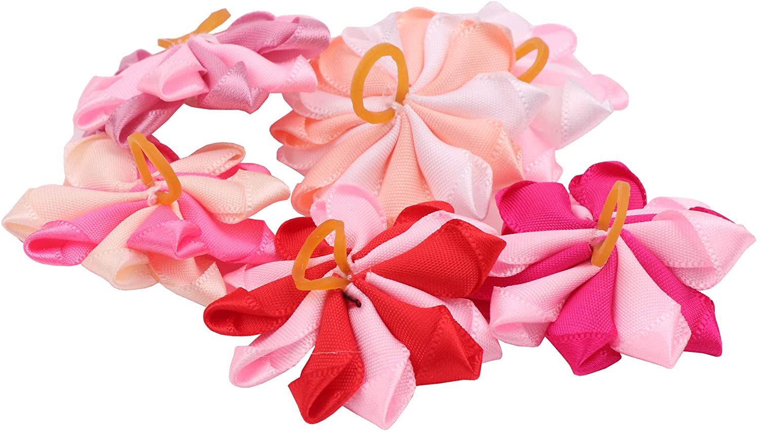 Hot Cute Small Dog Hair Bows Topknot Small Bowknot with Rubber Bands Pet Grooming Products Pet Hair Bows Hair Accessories 15 Colors