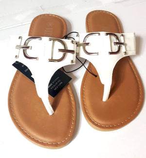 Vitalia - White Sandal with Gold Buckle Accent Sandal