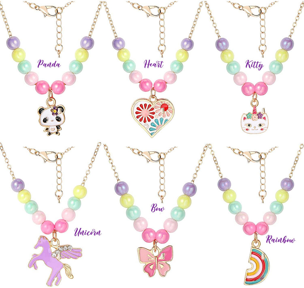 Rosie's Necklace for kids Little Girls Heart Unicorn Flower Necklaces Party Favors Dress up party occasion