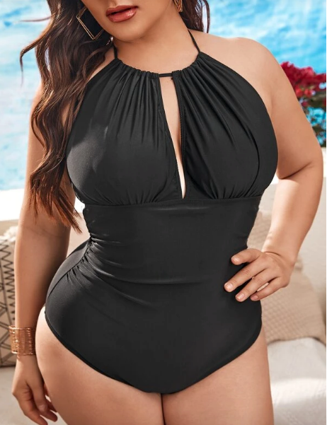 Ruched Cut-out One Piece Swimsuit Plus Size