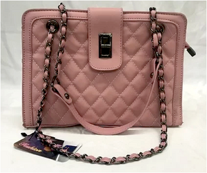 Fashionable Quilted Medium Bag Handbag 1 Magnetic Front Snap lock, Chain Link Strap