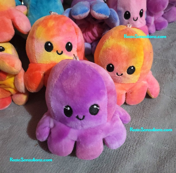 Reversible Octopus Plush Emotion Mood Changing Happy Angry Mad Stuffed Animal Keychain