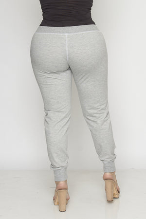 Black or Gray PLUS SIZE SWEATPANTS with Neon Green or Pink Tie up