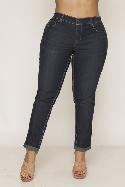 DARK BLUE PLUS SIZE DENIM PANTS