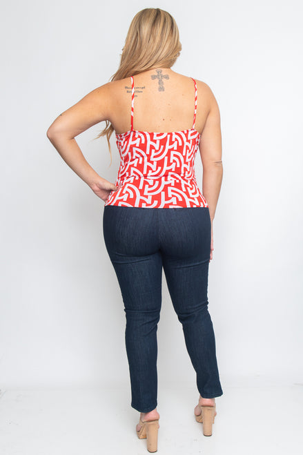 Black or Red Swirl Style No shoulder Back Spaghetti Strap Tank Top Plus Size