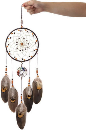 Dream Catchers Tree of Life Brown or Blue Handmade Feather Native American Bedroom Wall Hanging