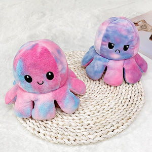 Reversible Octopus Plush Emotion Mood Changing Happy Angry Mad Stuffed Animal Keychain
